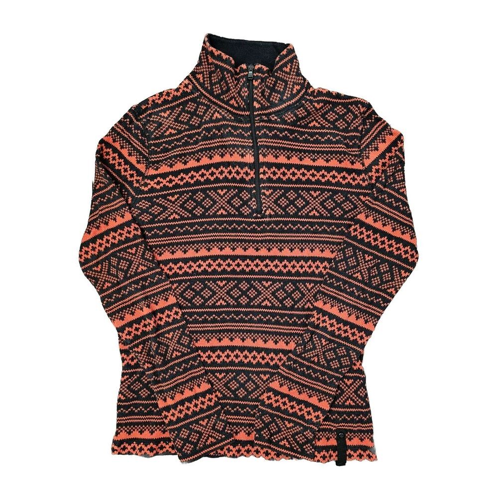 Lauren Ralph Lauren L-RL Active  1/4 Zip Waffle Thermal Top Fair Isle Red M‎
